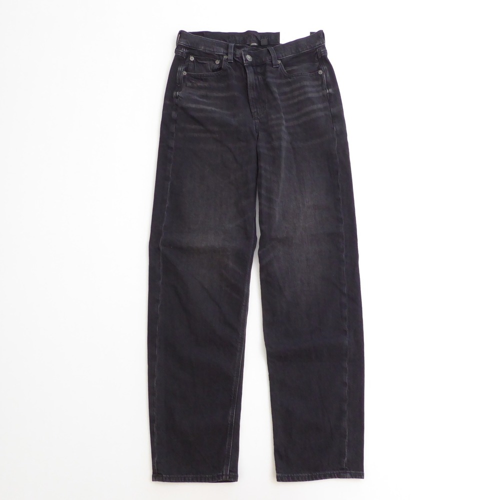 American Eagle Womens Baggy Straight Jeans Black Super High-Rise Strigid Size 4